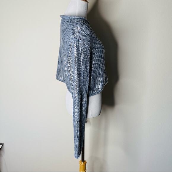 Zara Blue and Silver Metallic Cropped Sweater - Picture 7 of 8